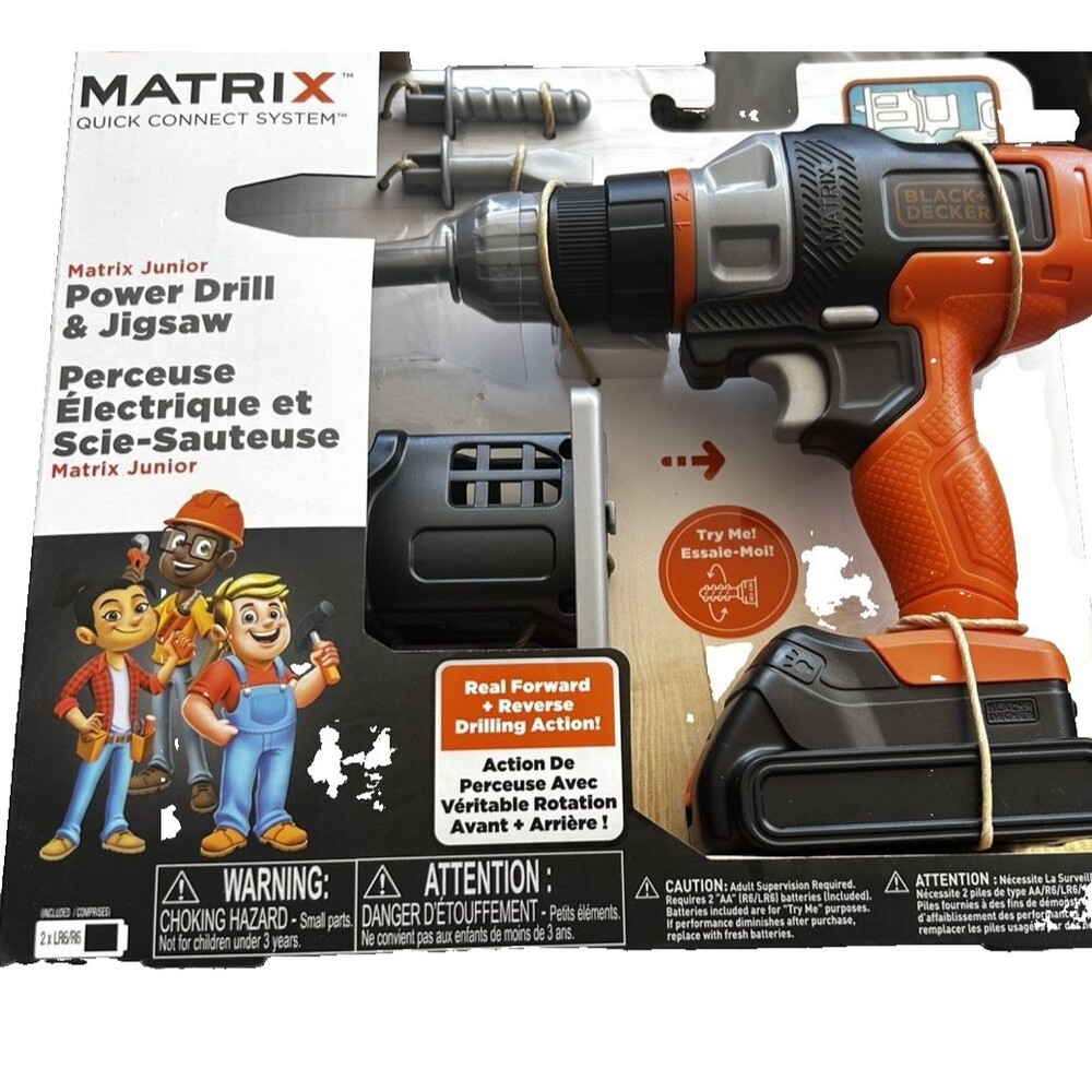 Black+Decker Matrix Junior Power Drill Jigsaw Kids Toy JAKKS 3+ Orange New